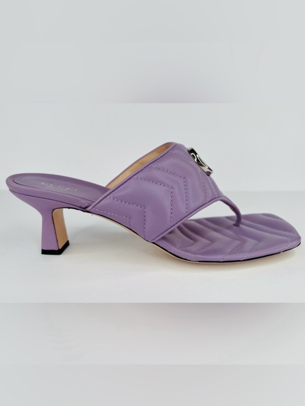 GUCCI | ✨NEW✨ Marmont GG Kitten Heel Thong Sandals in Lavender - Picture 3 of 12